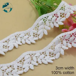 3cm Wide 100% Cotton Embroid Lace Sewing Ribbon Guipure Trim Wedding Decoration DIY Dolls Colthes Curtain Accessories Lace#3998