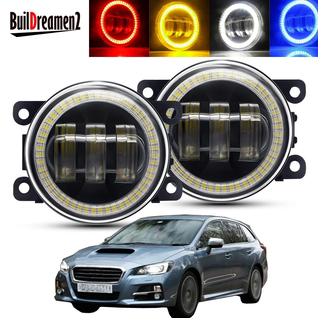 2 X Car Front Bumper Angel Eye Fog Light Assembly LED Lens DRL Fog Daytime Running Lamp 30W H11 12V For Subaru Levorg 2014-2018