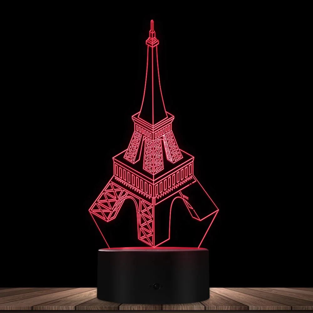 

Eiffel Tower World Famous Landmarks 3D Optical Illusion Light Paris France Travel Souvenir Construction Novelty Table Night Lamp