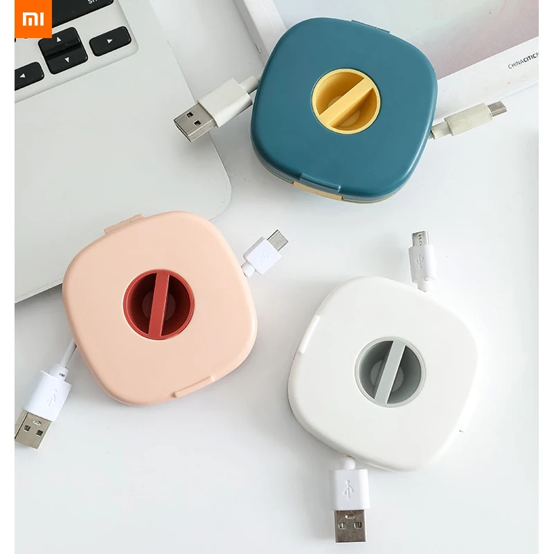 new xiaomi mijia rotatable headphone cable data cable storage box multi-function winder mobile phone holder protable