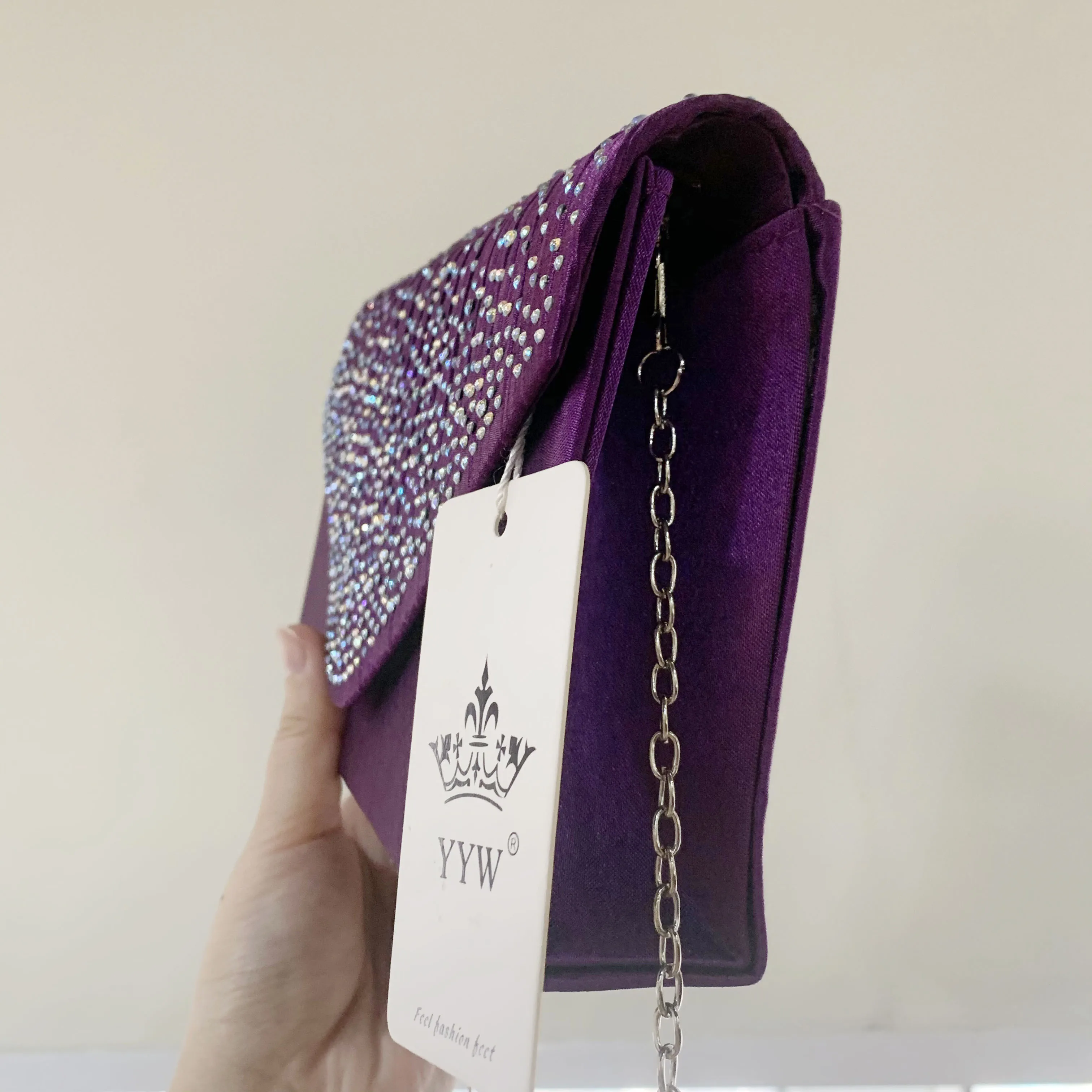 Bolso de mano Morado para mujer, cartera de mano de cuero PU de lujo, diseño de sobre, para fiesta de noche y verano, 2024