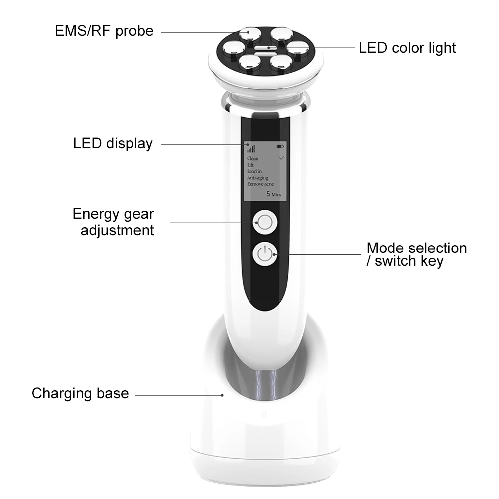 5 In 1 RF EMS Beauty Device LED Skin Tightening Mesotherapy Facial Cleaning Machine LED Photon Galvanic Beauty Skin Care Tools