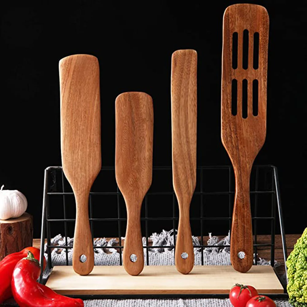 1-7 Stück/Set Teakholz-Küchenbesteck: Sieb- und Suppenlöffel, spezieller Nano-Schöpflöffel, Kochlöffel, Holz-Küchenzubehör-Set – Detail 37