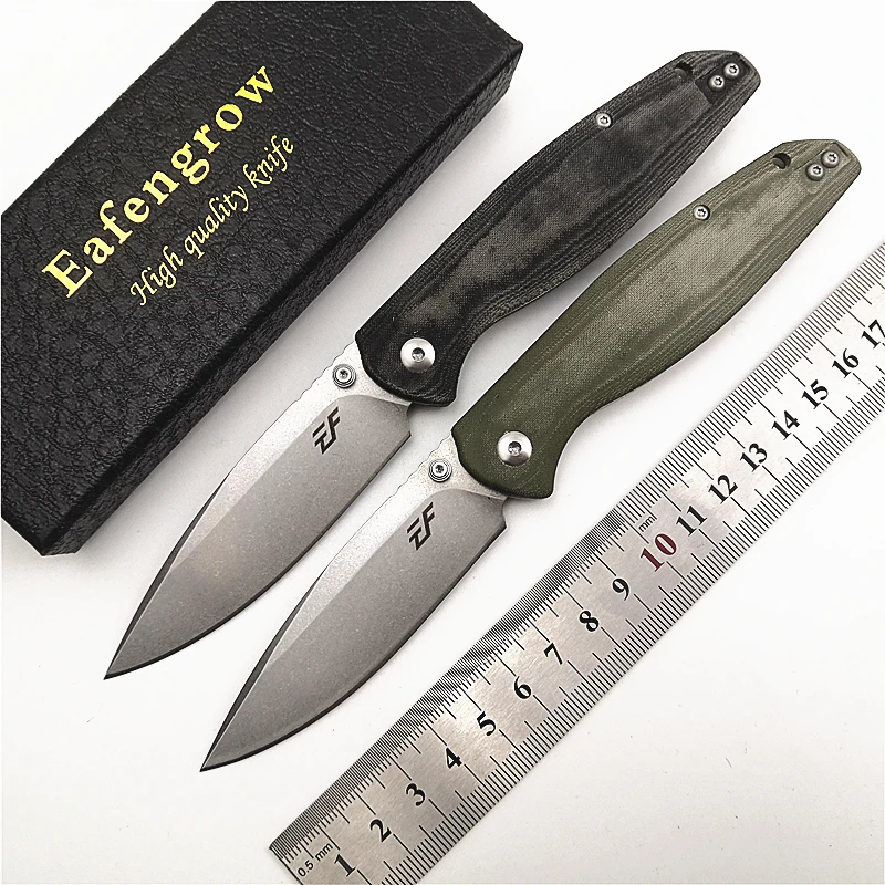 Eafengrow 966 Bearfly D2 Folding Knife Micarta Handle Utility Camping Kitchen Hunting Outdoor Pocket Knife EDC