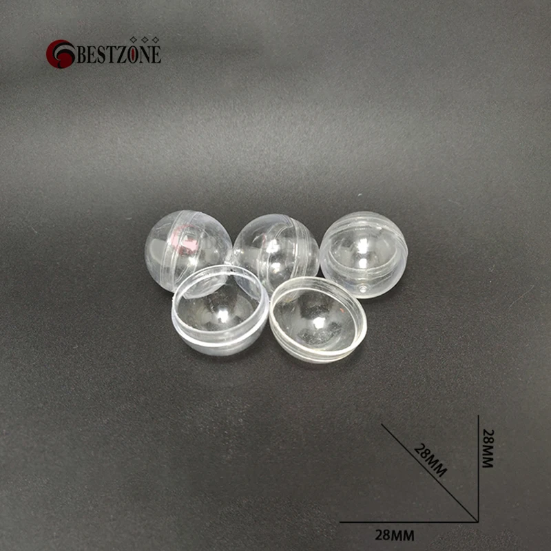 200Pcs/Lot 1.1Inch 28MM Diameter Full Transparent Toy Capsules Plastic PS Eggshell Empty Container Beautiful Balls Gift