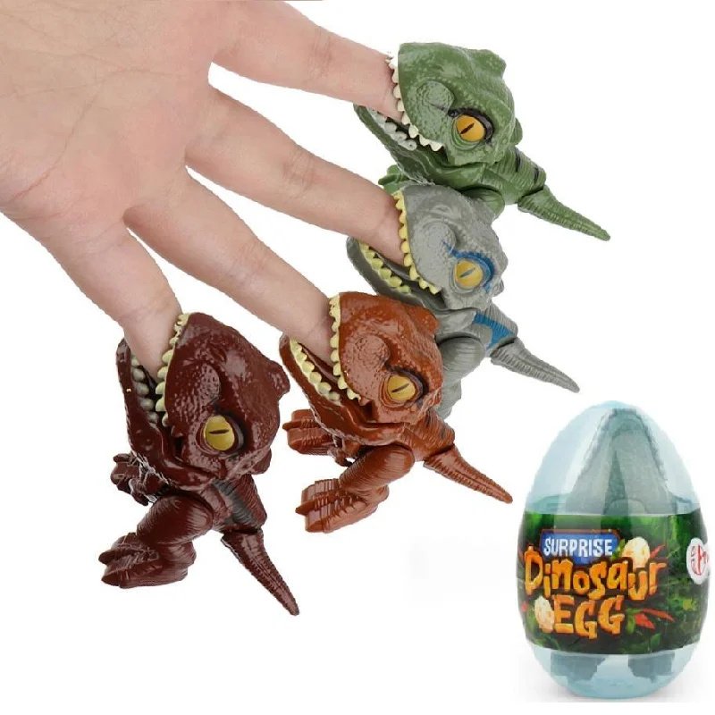 Funny Dinosaur Eggs Novelty Finger Dinosaur Anime Action Figures Toys Tricky Tyrannosaurus Rex Model Dinosaur Toy Gifts for Boy