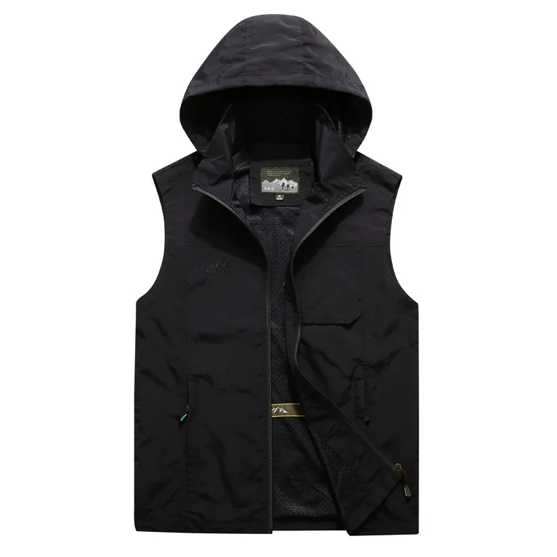 

2019 Multi-pocket Vest Men's Quick Drying Casual Vest Can Take off the Hat Loose Large Size Vest Fishing Photography Waistcoat