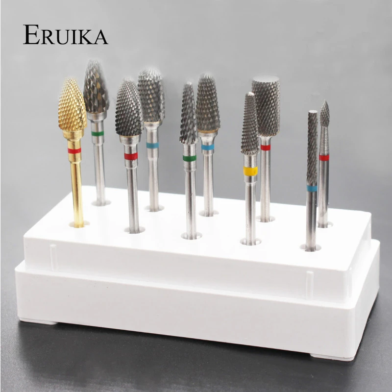 ERUIKA 10 Style Choice Tungsten Carbide Nail Drill Bit Machine Nail Cutter Nail File Manicure For Manicure Nail Art Accessories