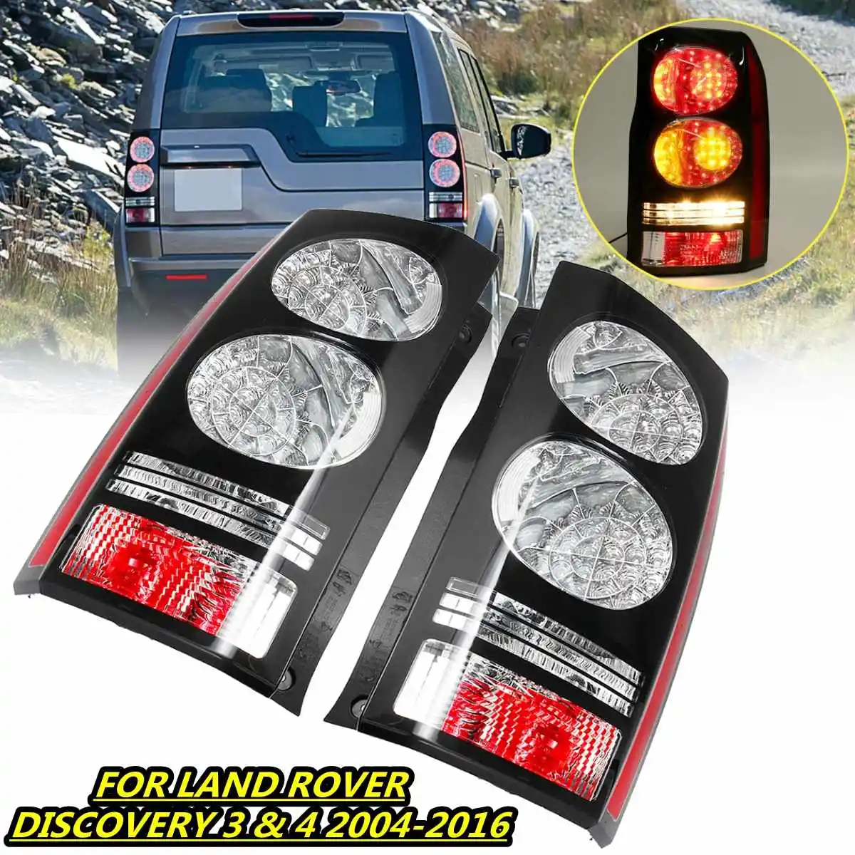 Pair Car Rear LED Tail Light Brake Lamp Signal for LAND ROVER DISCOVERY 3 4 2004 2005 2006 2007 2008 2009 2010 - 2016 with Bulb