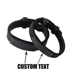 Nome personalizado Pulseira de Silicone para Homens e Mulheres, Black Engrave Logo, ID Pulseiras para Amantes, Moda Punk, Marca De Luxo, Amigos