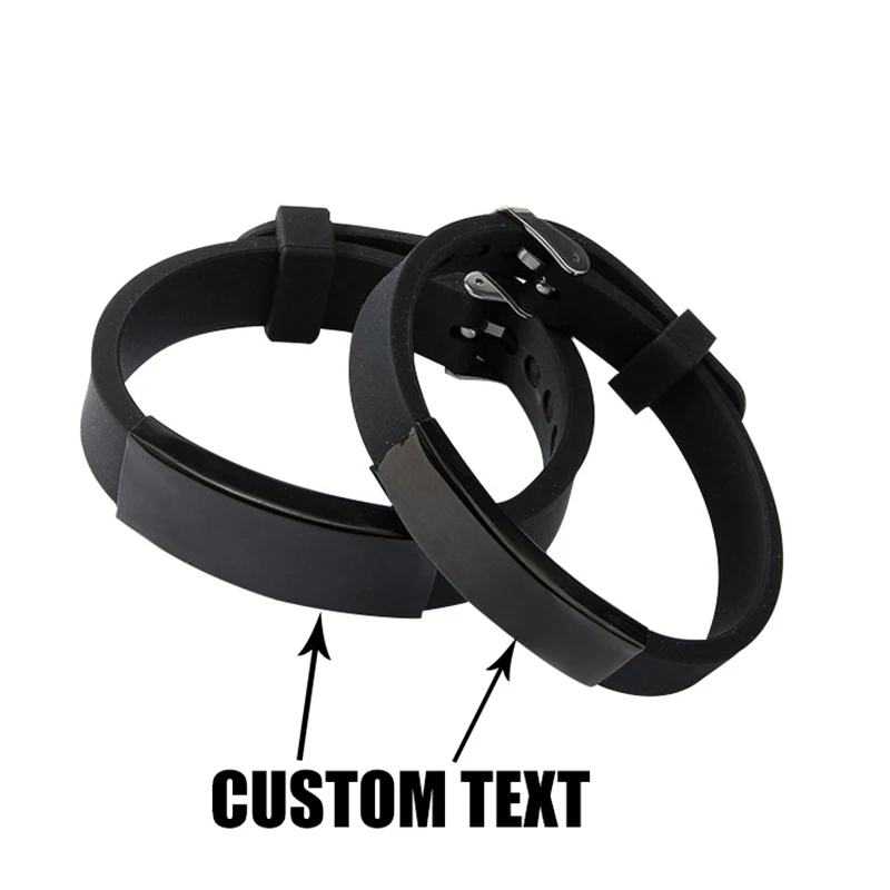 Custom Name Silicone Bracelet Men Punk Fashion Lovers Black Engrave Logo Id Bracelets For Women Friends Luxury Brand