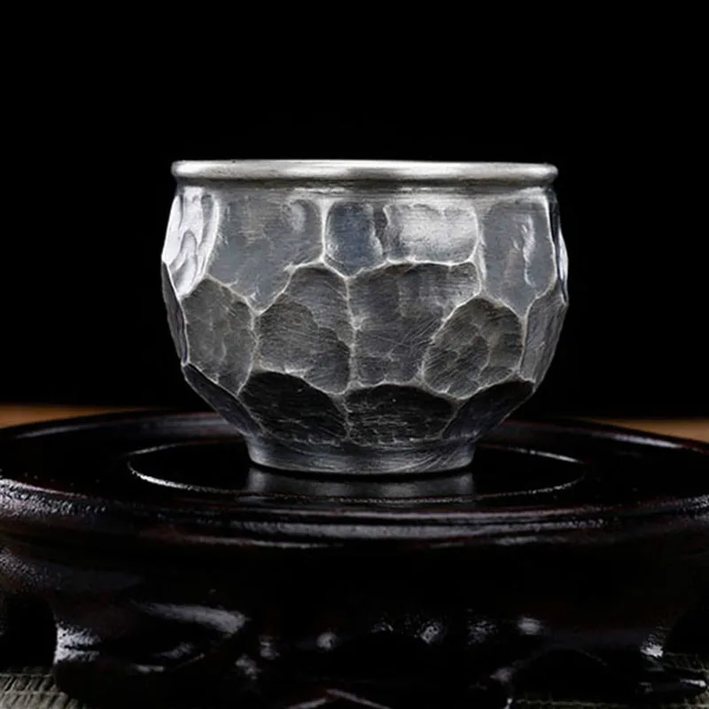 Sterling Silver 999 Silver Cup Handmade Silver Tea Cup Household Tea Set Sterling Silver Kung Fu Tea Cup