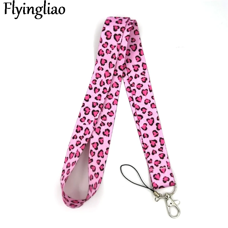 Pink Leopard Pattern Lanyard for Keys Phone Cool Neck Strap Lanyard for Camera Whistle ID Badge Cute webbings ribbons Gifts