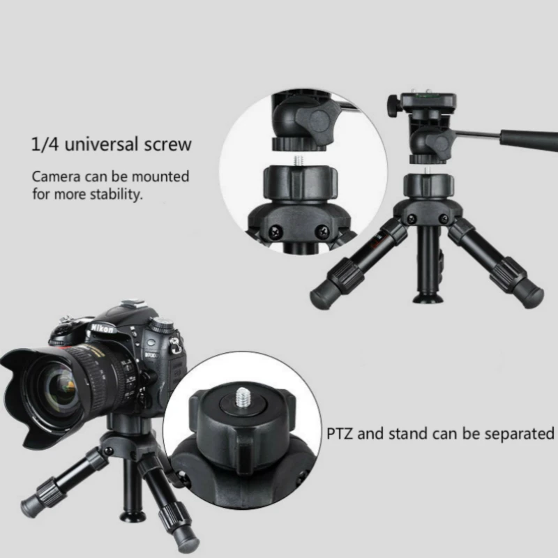 Aluminum With 3-way Ball Headmini Tripod Camera  Phone Live Tripod Desktop Portable Stand Micro-distance Photographic Tripod