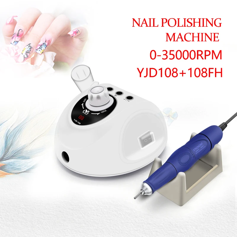 

35000RPM Nail Machine Professional Nursing Electric Micro Motor Nail Polishing Tool YJD108+108FH Handpeice