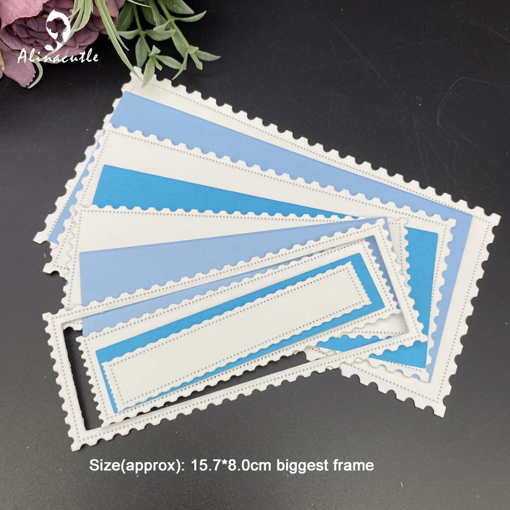 Alinacutle matryce do cięcia metalu Cut 8pc Mini Slimline Card prostokąt gniazdowania ramki prace ręczne z papieru szablon kartek znaczek pocztowy