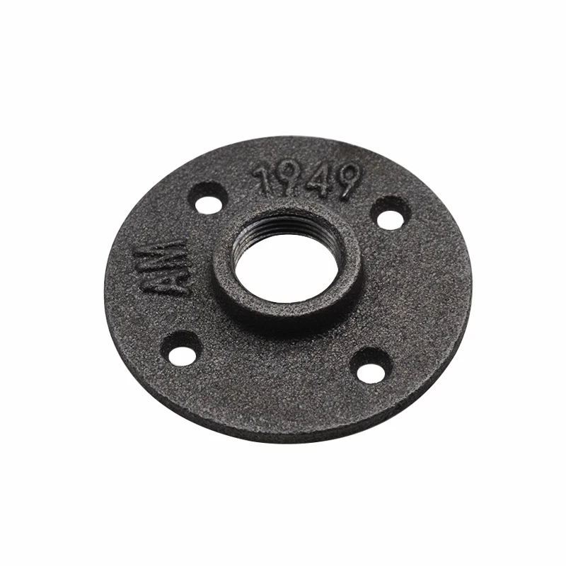 

1pcs1/2" 3/4" Black Decorative Malleable Iron Floor/Wall Flange Malleable Cast Iron Pipe Fittings BSP Threaded Hole
