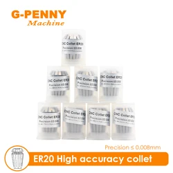 G-Penny ER20 spring collet chuck set 8 pcs High accuracy precision 0.008mm 4-12mm for CNC Milling Lathe Tool spindle motor