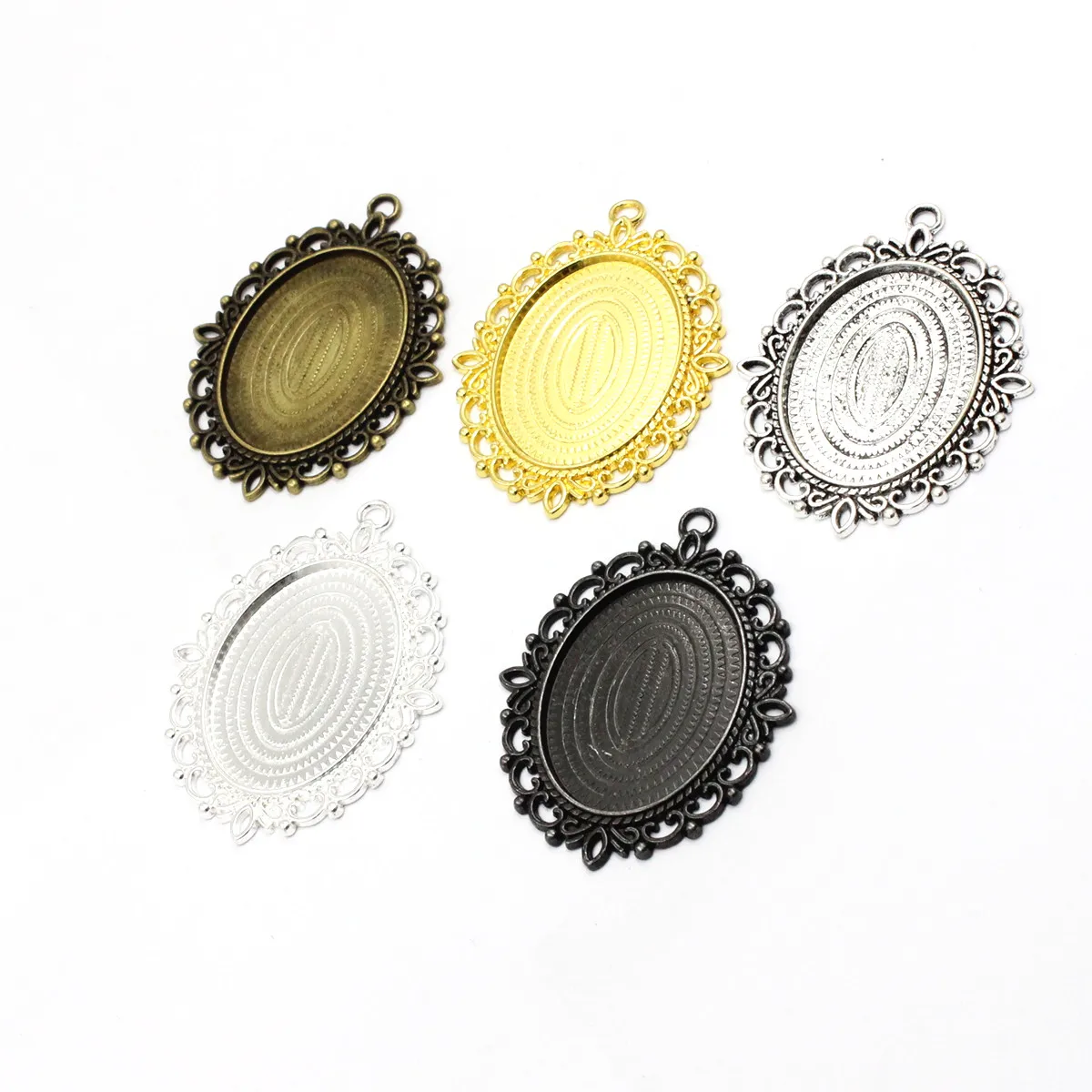 

Onebeading Fit 30x40mm Oval Pattern Glass Cabochons Base Tray blank Frame Bezel Settings DIY Making Accessories Gift 5pcs K04688