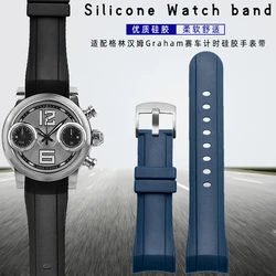 For Greenham Graham Racing Car Timing Silicone Watch Strap Fashion Arc Waterproof Rubber Accessories Men 24