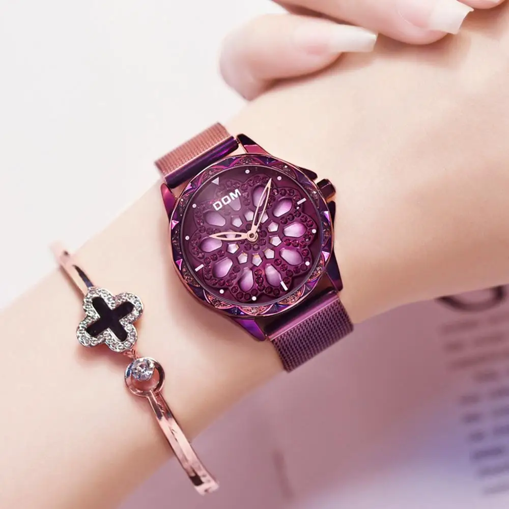 DOM Women Watches Minimalism Quartz Fashion Casual Female Wristwatch Luxury Brand Waterproof Hollow Women Watch G-1257PK-6MS