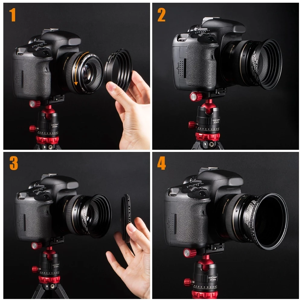 2 Anelli Adattatore Step-up Da 52mm A 82mm K&F Concept – In Alluminio Aeronautico