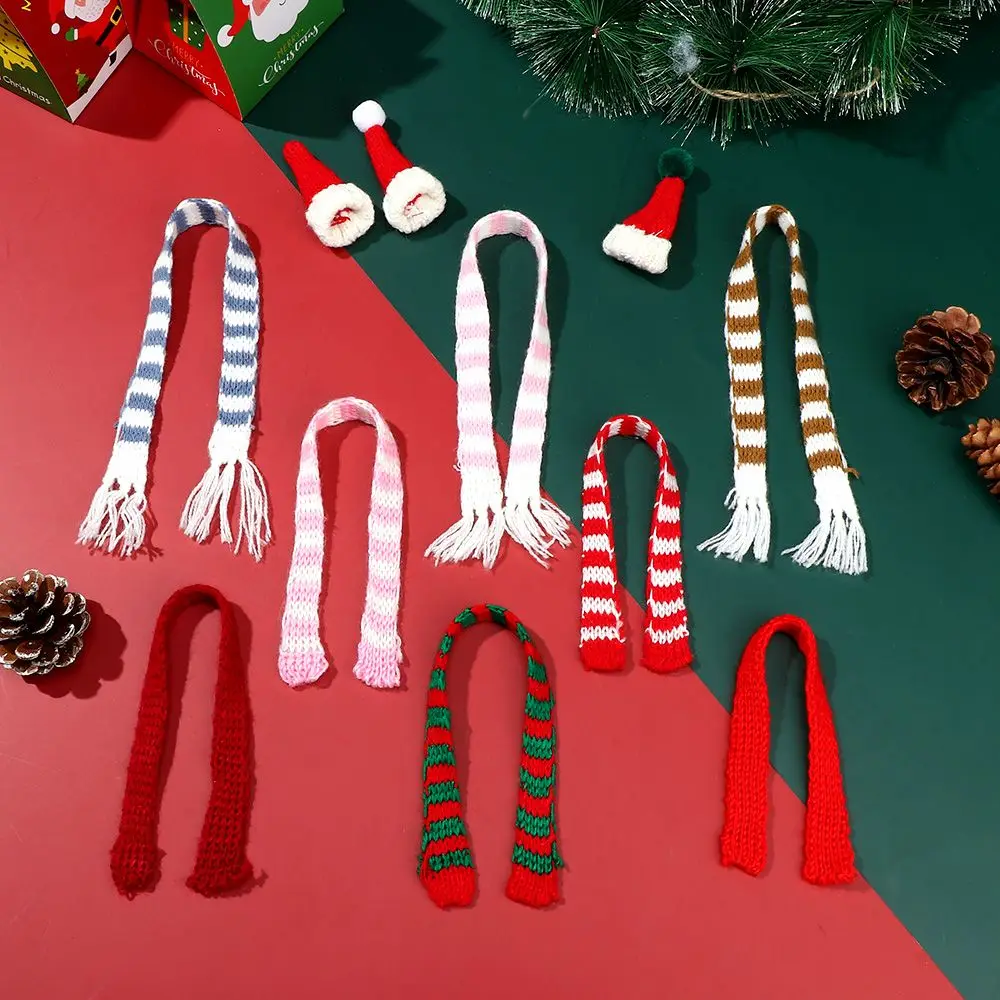 子供のおもちゃクリスマスオーナメントミニチュア服人形スカーフ帽子ミニクリスマスキャップ手作り素材ニットスカーフ