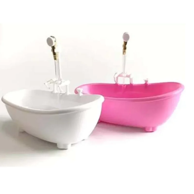 Kawaii Mini Bathtub Kids Toys Furniture Electric Bathroom Toilet Dollhouse Accessories For Barbie Girl Game DIY Birthday Present