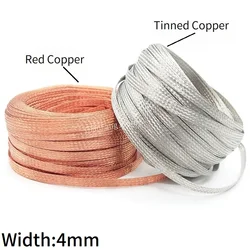 4mm Tinned Plating Copper Braided Sleeve Metal Sheath Anti Interference Screening Audio Speaker Wire Wrap Signal Cable Shielding