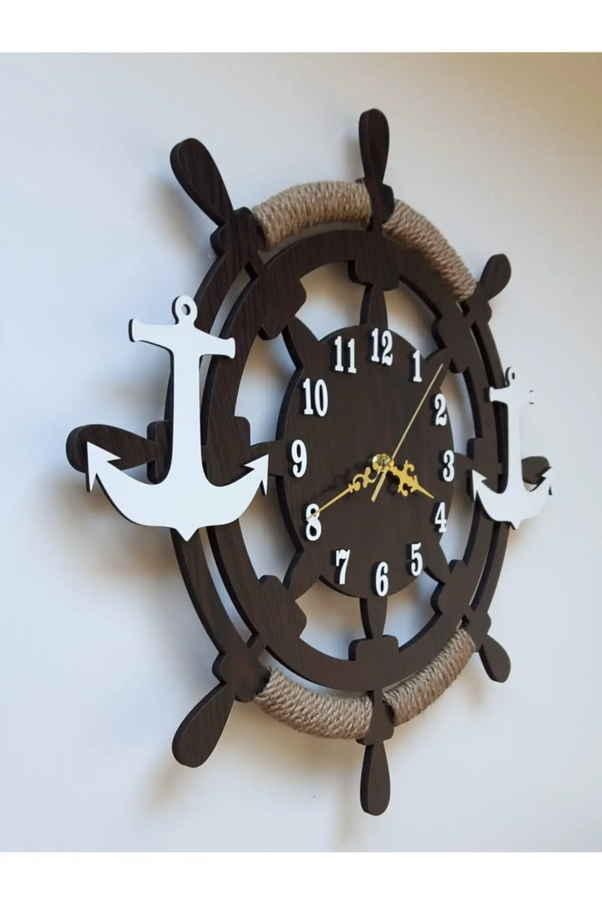 D Decorative Wooden Ship Rudder Wall Clock Product sizes 40 cm x 40 cm is and thickness 6,7mm