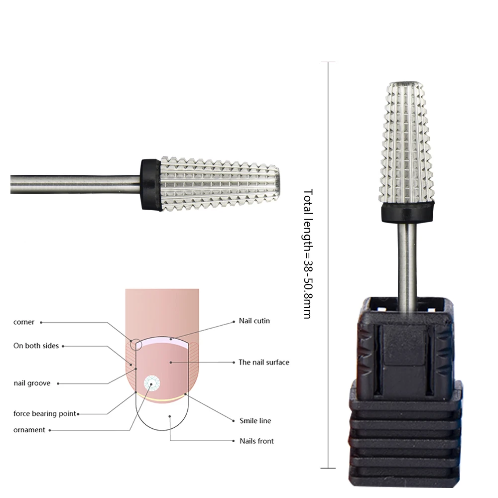 New 5 IN 1 Tapered Carbide Nail Drill Bits Two-Way Carbide Bit Drill Accessories Milling Cutter For Manicure left and right hand