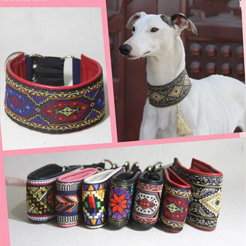 Sheepskin Material Dog Collar, Large, Medium and Small Dog Collar, Greyhound Greyhound Small Dog Ethnic Leather Collar