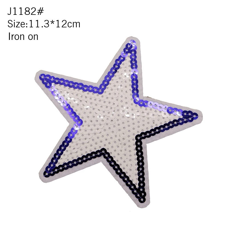 Star Embroidery Patch Towel Sequin Sewing Iron Badge Gold And Silver Red Black Blue Pink Clothes DIY Decal Process Decoration