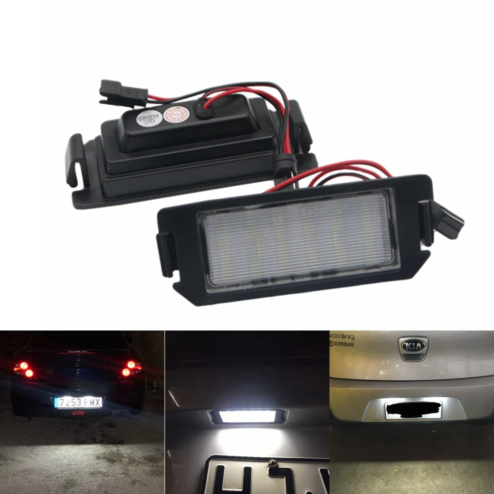 

2 шт., без ошибок, 18 светодиодов, освещение номерного знака для Hyundai I20 Veloster FS XG30 Terracan HP Coupe GK Kia Rio Picanto Rio Soul