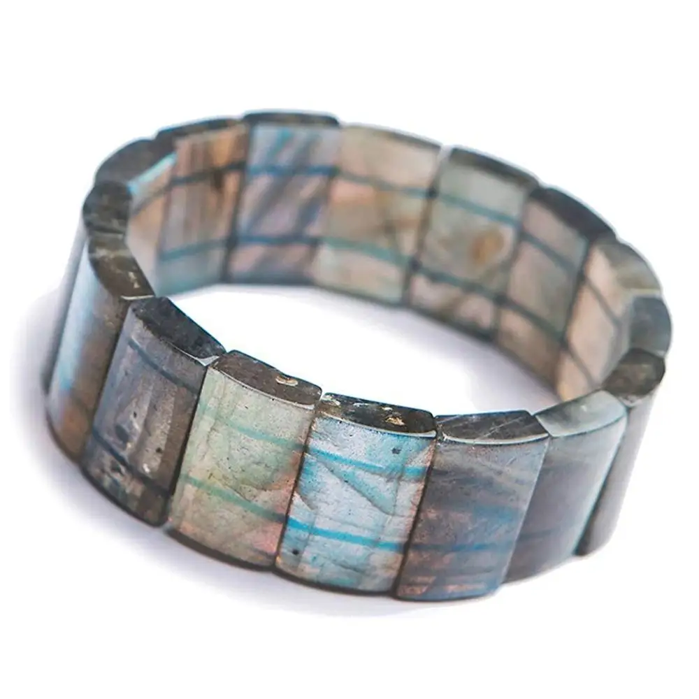 22x14mm Top Natural Blue Light Labradorite Crystal Bracelet For Women Men Stretch Birthday Gift Beads Stone Bangle Jewelry AAAAA