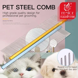 Fenice Stainless Steel Brushes Grooming Comb Aluminum Handle Cleaning Hair Comb for Dogs/Cats Pets Accessories