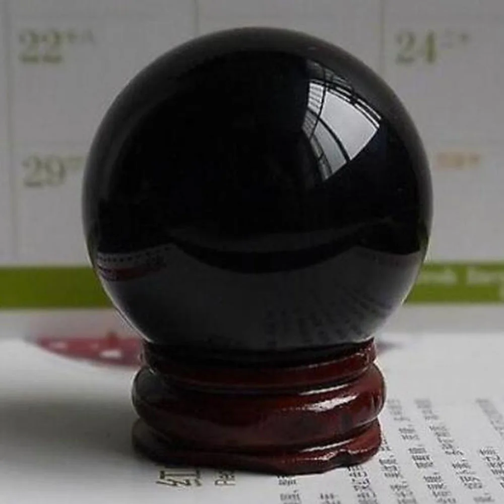 40mm Asian Natural Black Obsidian Sphere Large Crystal Ball Healing Stone