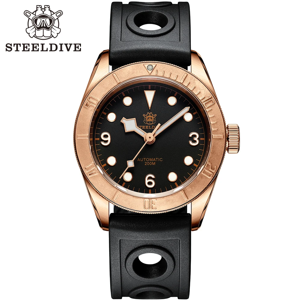 Steedlve SD1958S CUSN8 Caja de bronce Reloj automático NH35 Reloj de buceo resistente al agua de 200 m