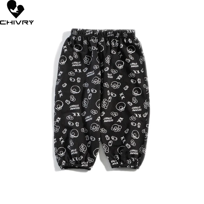 New 2022 Spring Summer Kids Boys Girls Thin Anti Mosquito Pants Baby Fashion Cartoon Print Cotton Linen Bloomers Pants Trousers