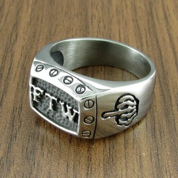 Punk Rozmiar 7-15 #   FTW Śruba mechaniczna Damski motocyklista Wykwintny pierścień na środkowy palec motocykla ze stali nierdzewnej 316L