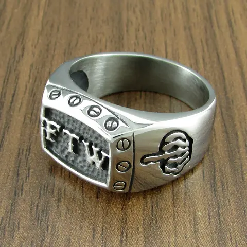 Punk Rozmiar 7-15 #   FTW Śruba mechaniczna Damski motocyklista Wykwintny pierścień na środkowy palec motocykla ze stali nierdzewnej 316L