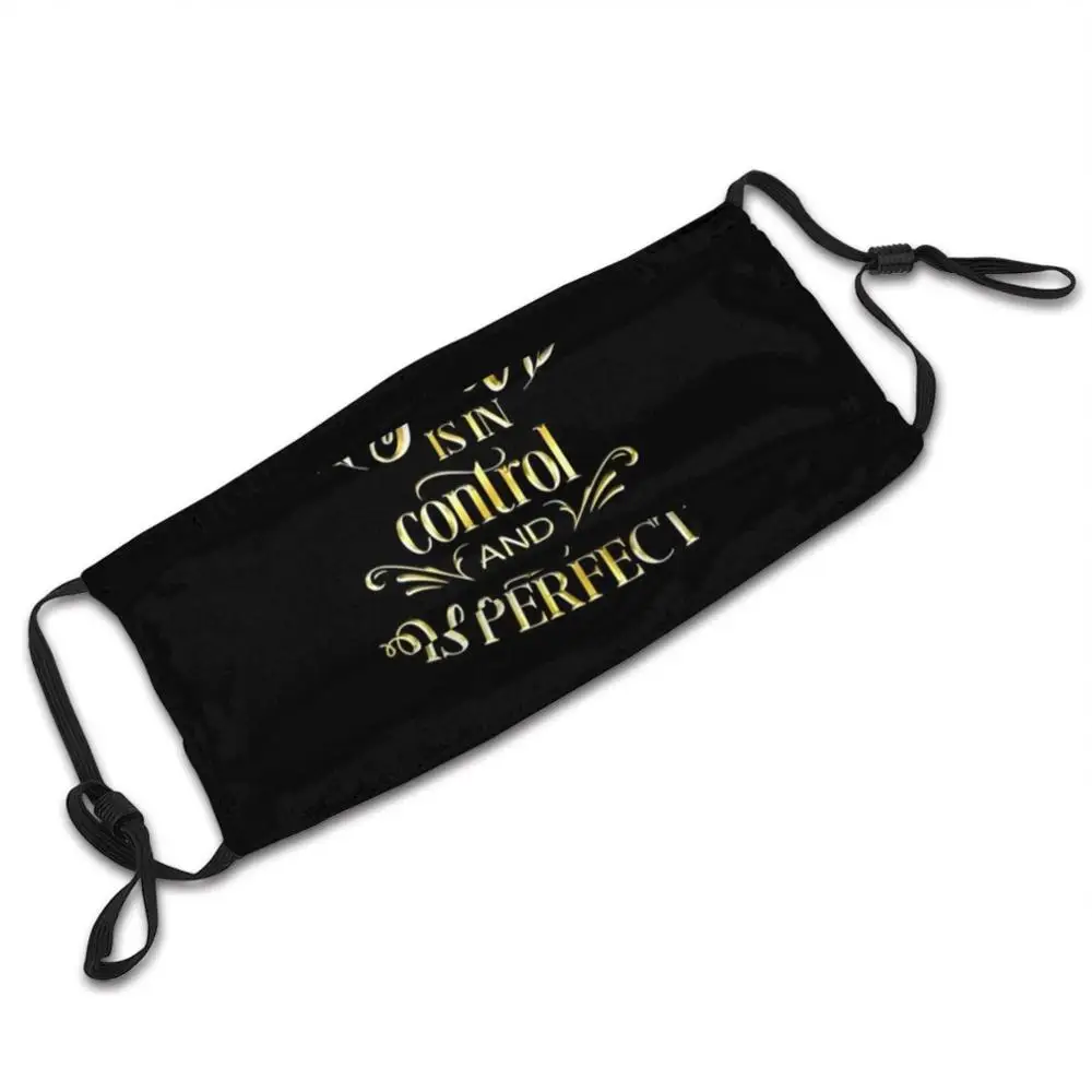 God Is In Control And His Timing Is Perfect | Bible Verse Inspired Quote | Christian Mask Cloth Washable DIY Filter Pm2.5 Adult