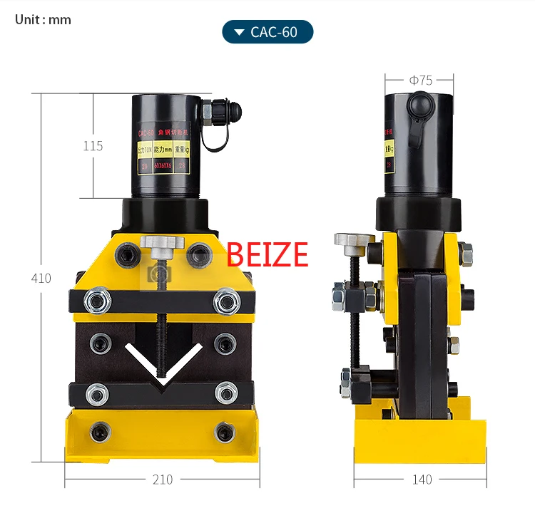 CAC-60 Hydraulic Split Angle Busbar Cutter Tool  Hydraulic Angle Steel Cutting Machine Force 20T