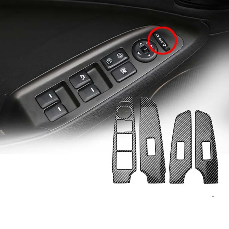 Car Interior Styling Real Carbon Fiber Window Switch Button Cover Trim Frame Panel for Kia K3 2012 2013 2014 2015 2016 2017