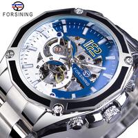 Forsining Mechanical Steampunk Sport Automatic Men Watch Top Brand Luxury Hour Timepieces Transparent Luminours Hand Male Clock