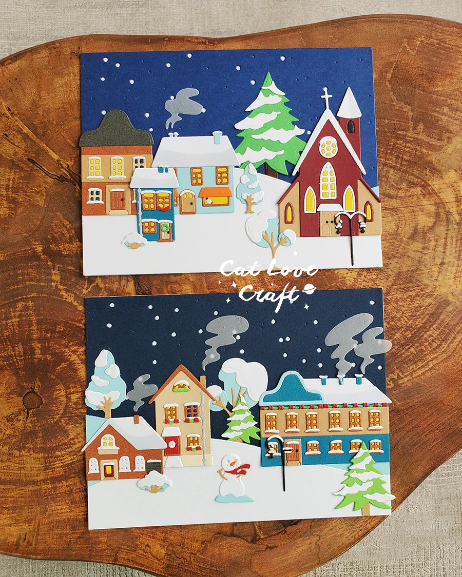 Christmas House Building Metal Cutting Dies Scrapbooking Stencil Die Cuts Card Making DIY Craft Embossing New Dies For 2021