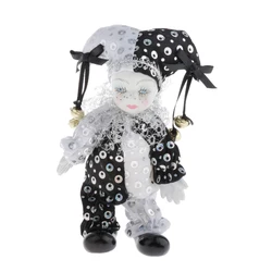 5 Inch Italian Doll Porcelain Clown Figures Artware Fit for Valentine Gift, for Home Office Desktop Decor Ornaments