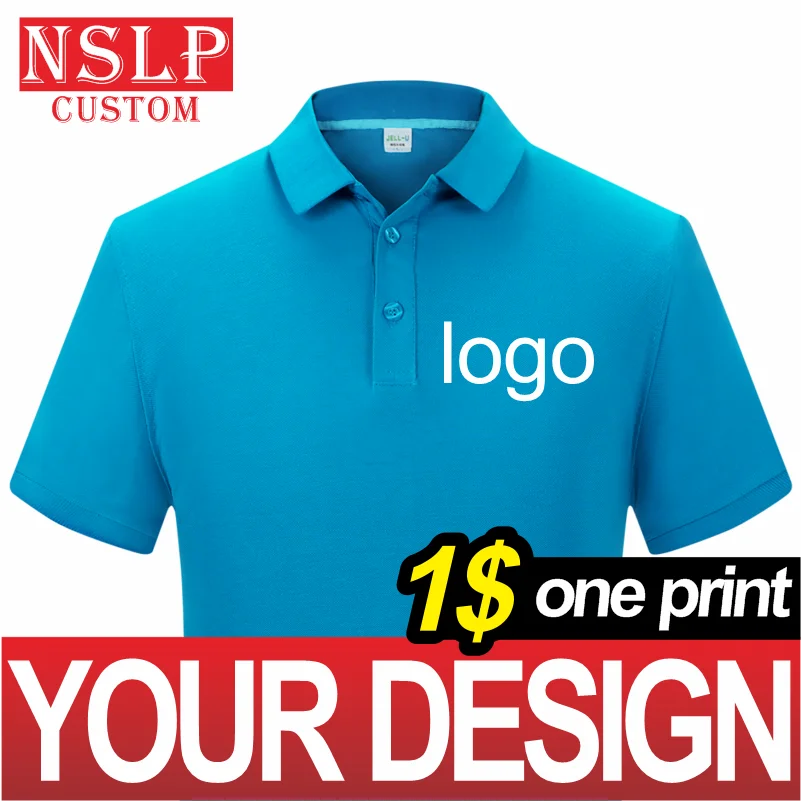 

NSLP 100% Cotton Polo Shirt Solid Color High Quality Top Business Workwear Custom Printing Embroidery Group Clothing 2021 New