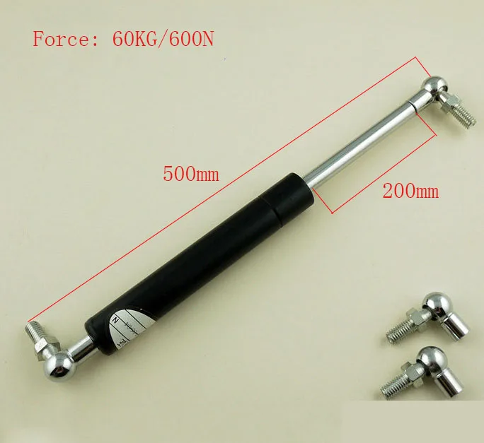 200mm Stroke 60kg/600n Force Auto Gas Spring Damper Ball Gas Strut Shock Spring Lift Prop Automotive M8 Gas Spring 500mm