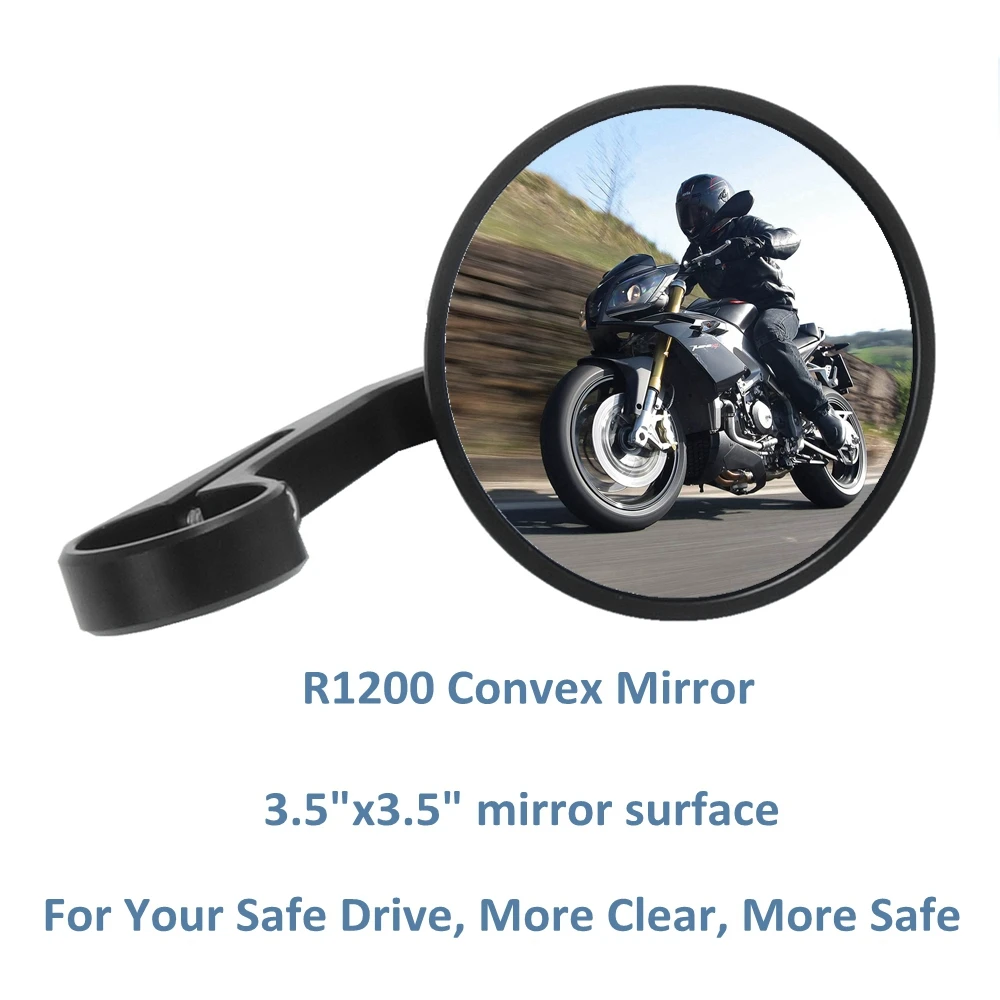 Motorcycle rear view mirror Black 7/8\